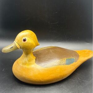 Vintage Decorative Duck Decoy rustic Folk Art‎ Hand-painted Glass eye